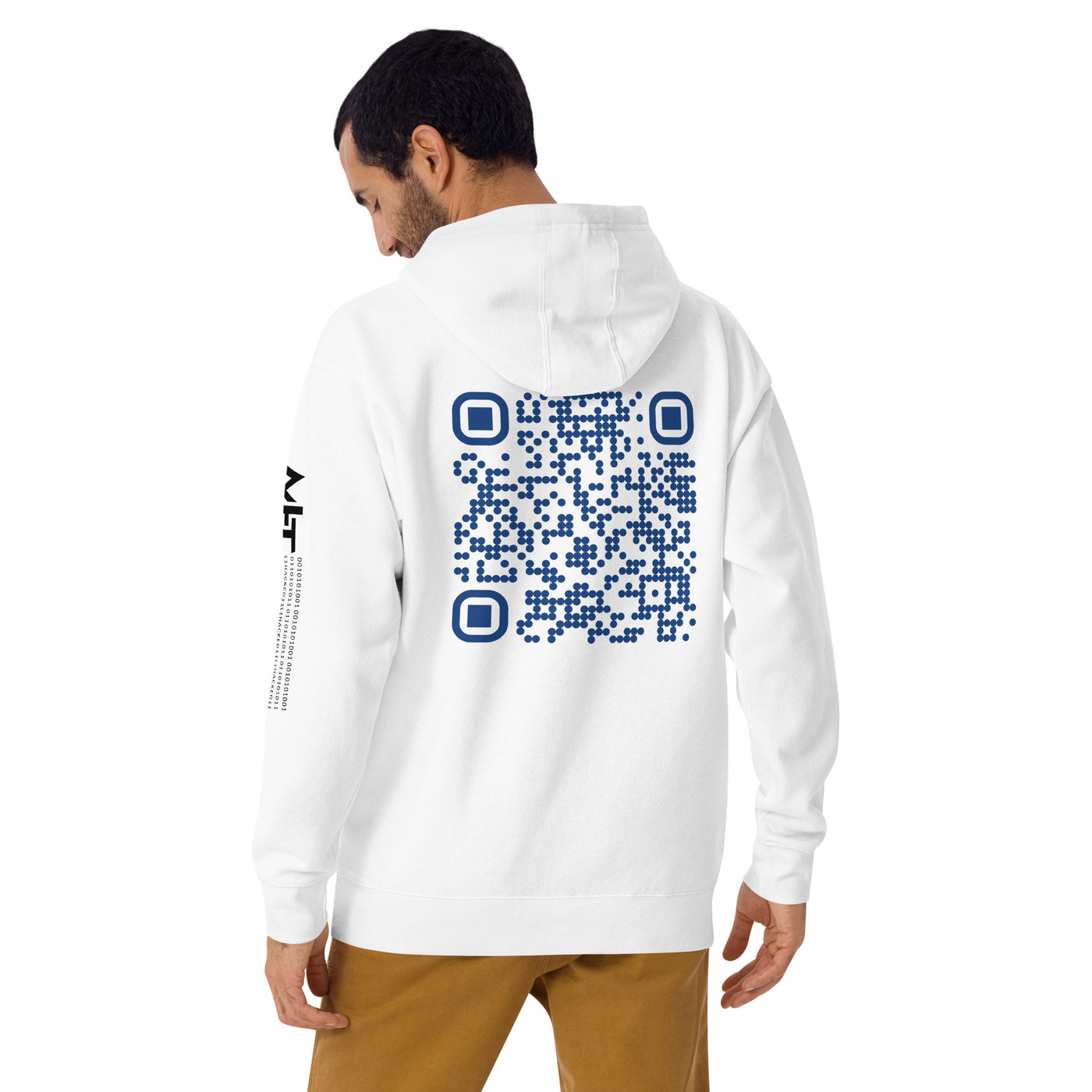 Who's the New Kid, Hacker, Developer, Gamer, Crypto King (Blue Cyber) - Unisex Hoodie Personalized QR Code