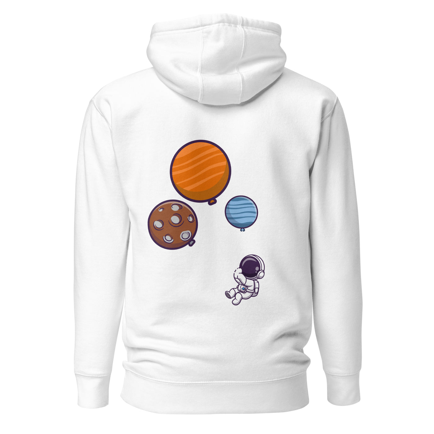 Astronaut with Balloons in Space - Unisex Hoodie ( Back Print )