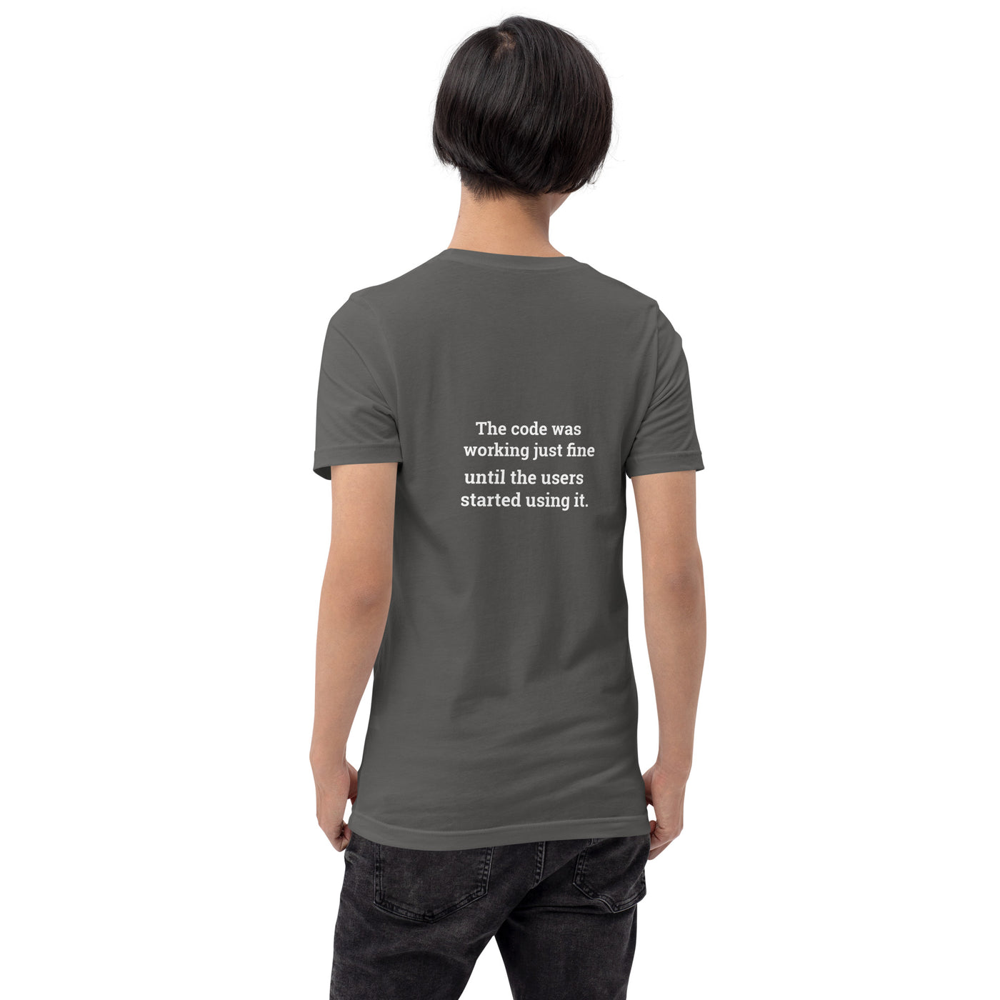 The code was working just fine until the users started using it V1 - Unisex t-shirt ( Back Print )