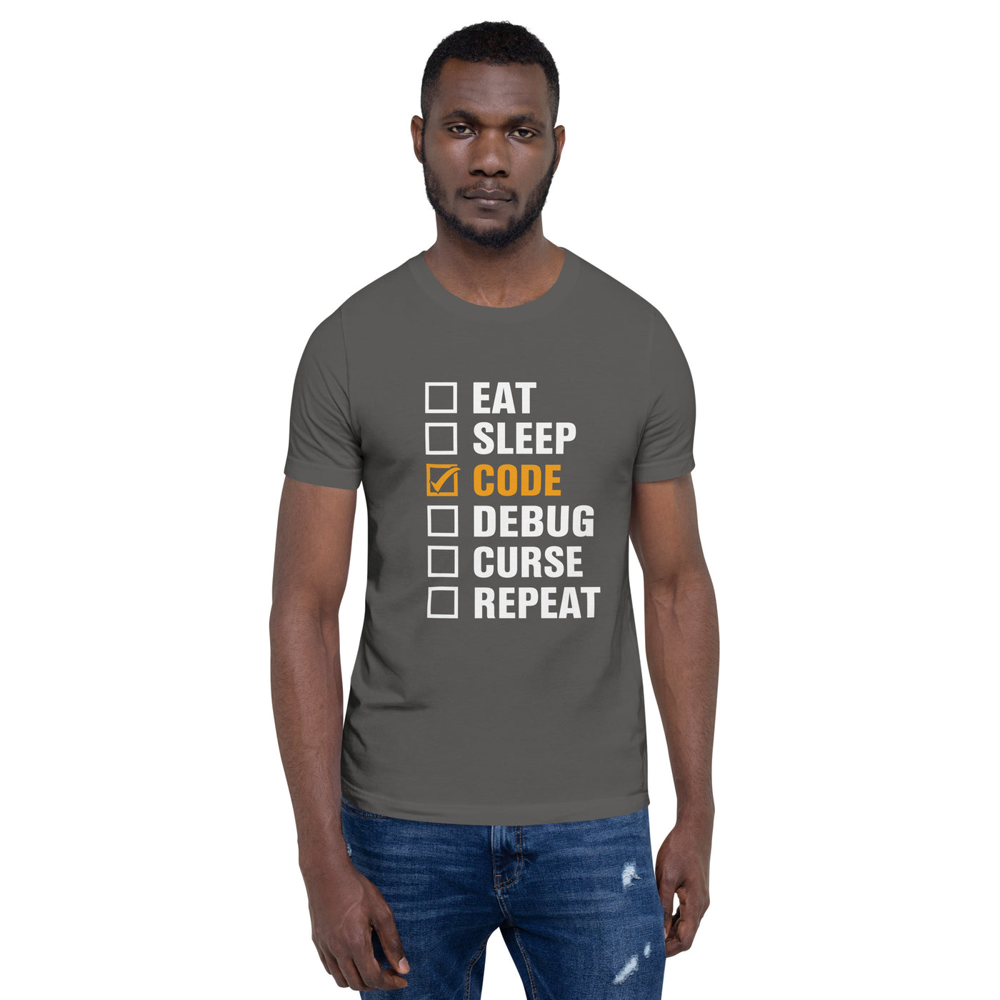 Eat, Sleep, Code √, Debug, Curse, Repeat - Unisex t-shirt