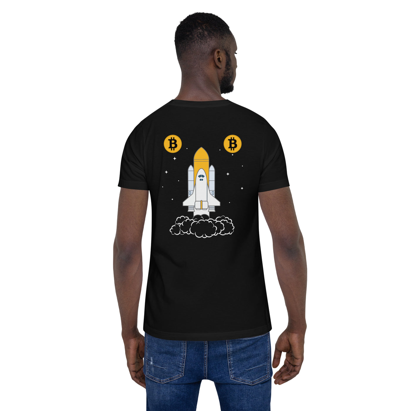 Bitcoin Spaceship Unisex t-shirt ( Back Print )