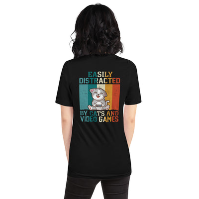 Easily Distracted by Cats and Video Games Unisex t-shirt
