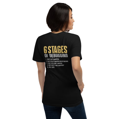 6 Stages of Debugging Yellow V Unisex t-shirt ( Back Print )