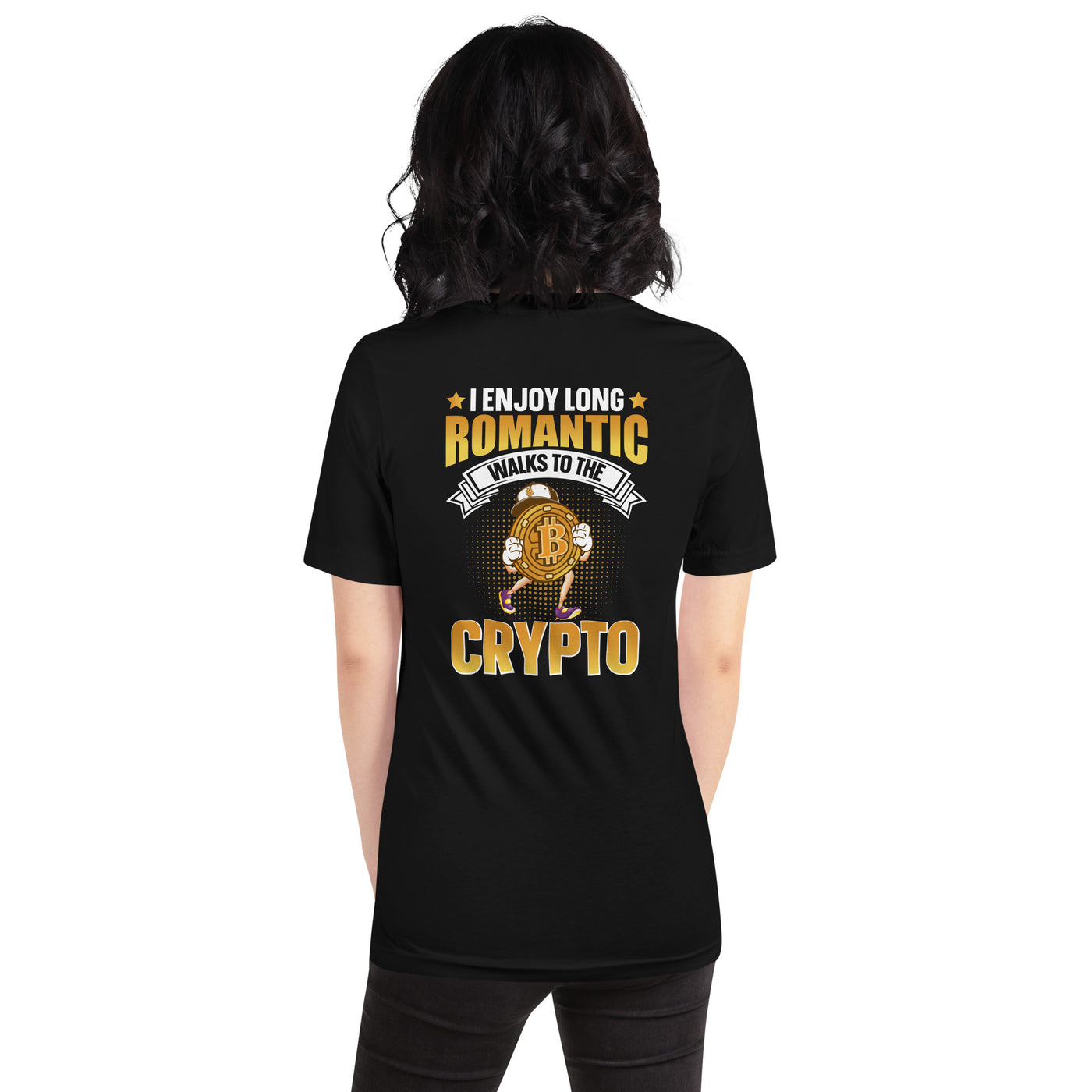 I enjoy long Romantic Walk with Crypto - Unisex t-shirt ( Back Print )