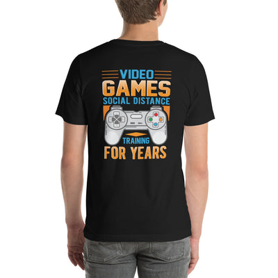 Video Games Social Distance Training for years ( Orange ) - Unisex t-shirt ( Back Print )