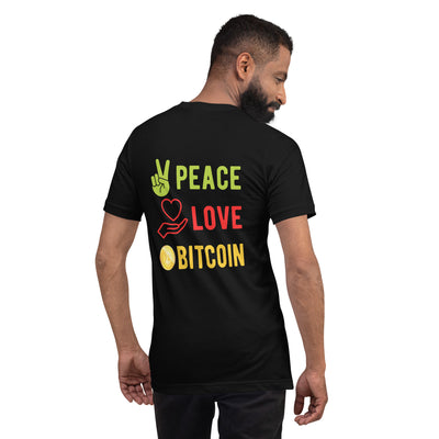 Peace Love Bitcoin Unisex t-shirt