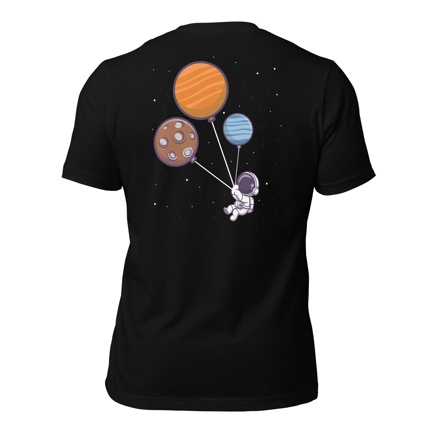 Astronaut with Balloons in Space - Unisex t-shirt ( Back Print )