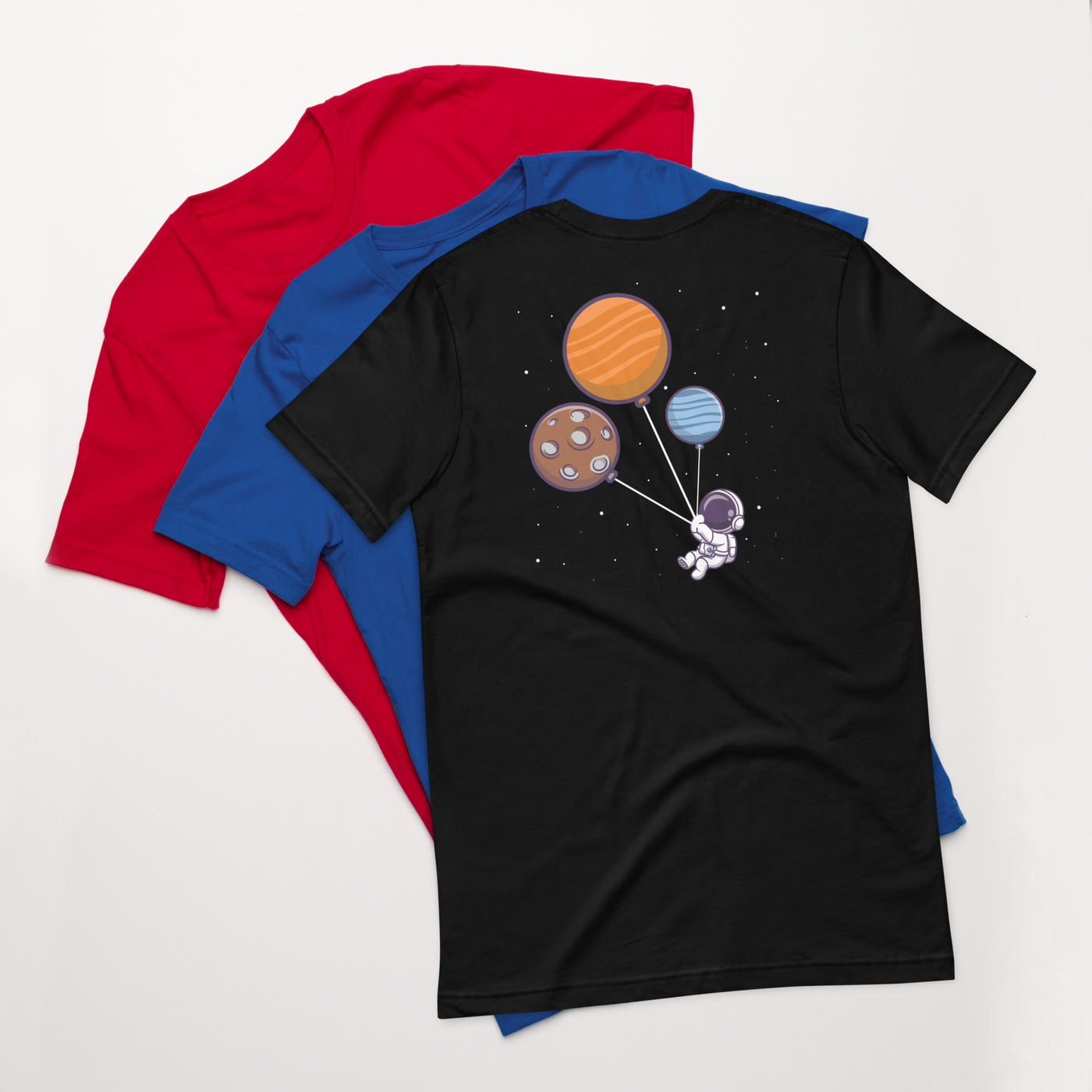 Astronaut with Balloons in Space - Unisex t-shirt ( Back Print )