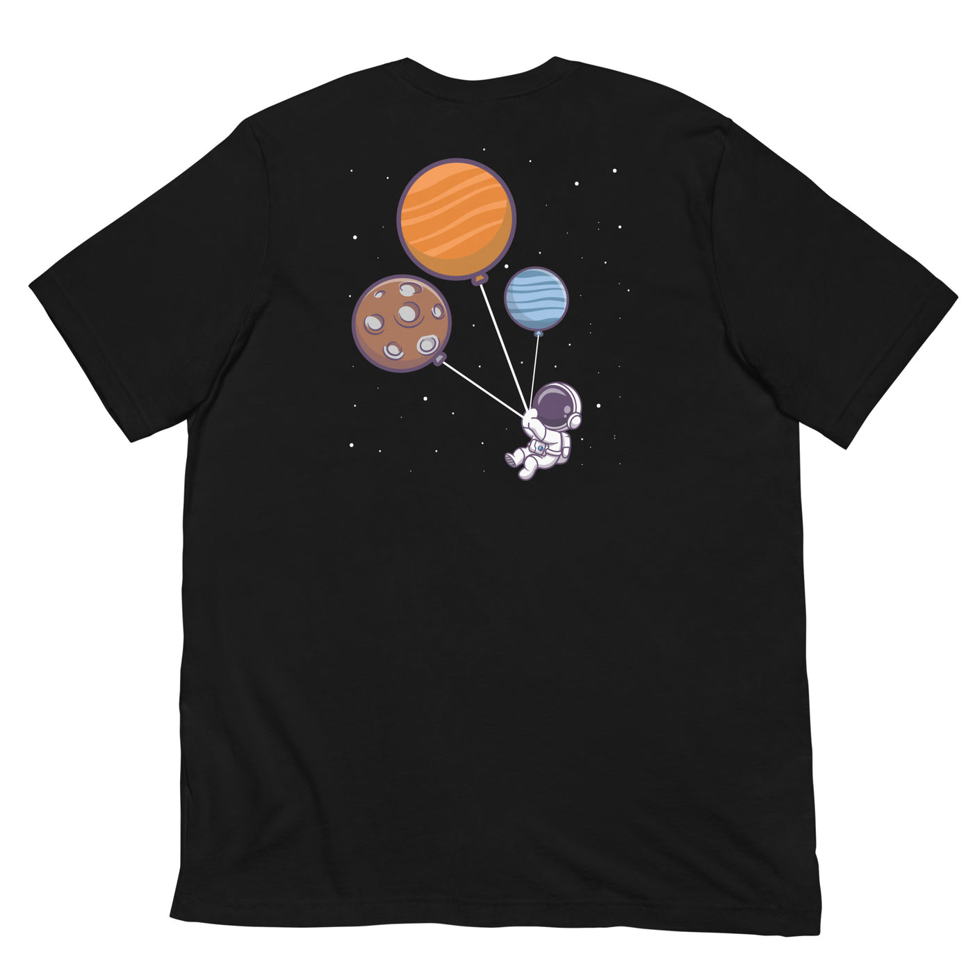 Astronaut with Balloons in Space - Unisex t-shirt ( Back Print )