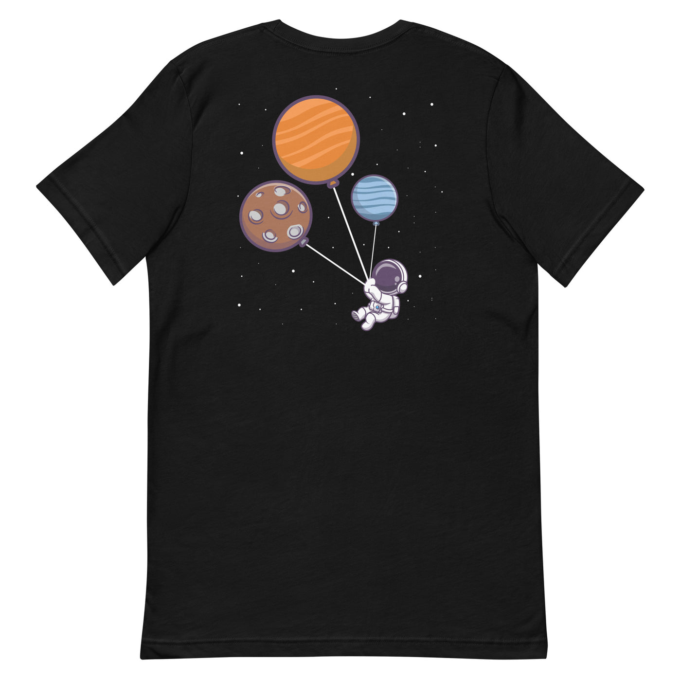 Astronaut with Balloons in Space - Unisex t-shirt ( Back Print )