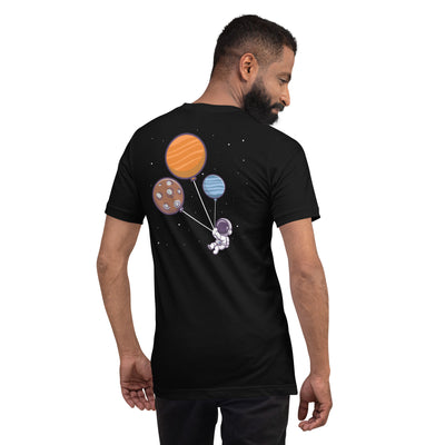 Astronaut with Balloons in Space - Unisex t-shirt ( Back Print )