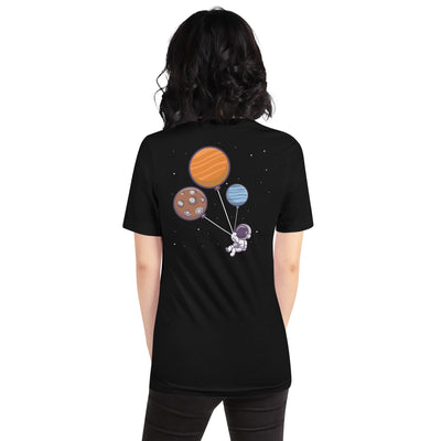 Astronaut with Balloons in Space - Unisex t-shirt ( Back Print )