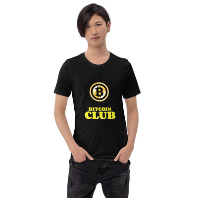 BITCOIN CLUB t-shirt design maker featuring 8-bit style Unisex t-shirt