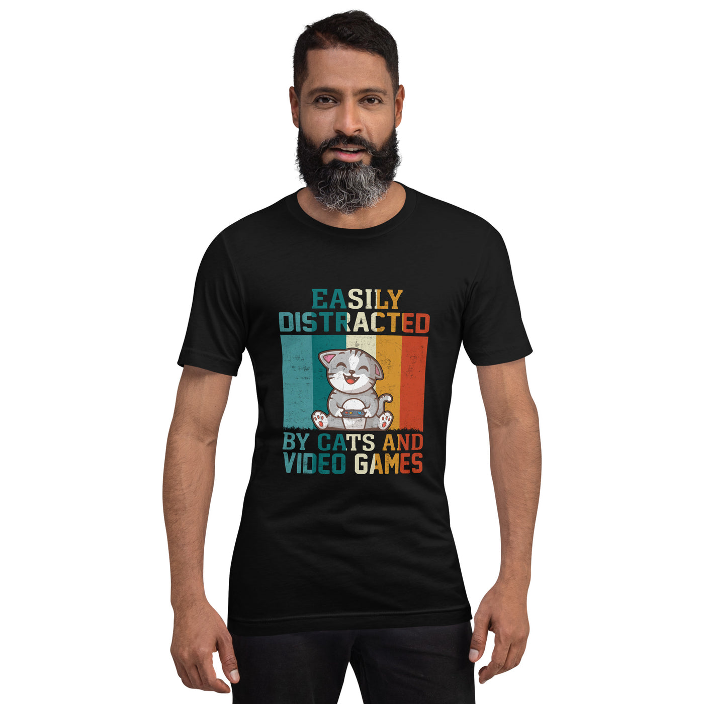 Easily Distracted by Cats and Video Games Unisex t-shirt