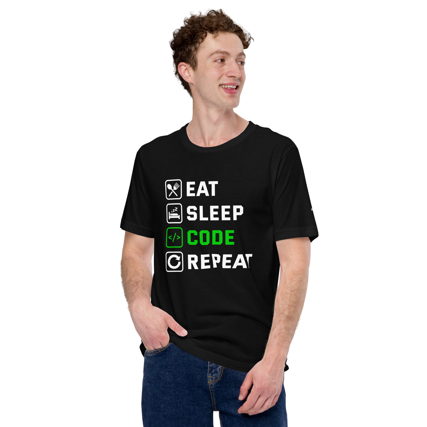 Eat Sleep Code Repeat ( Green Text ) - Unisex t-shirt