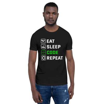 Eat Sleep Code Repeat ( Green Text ) - Unisex t-shirt