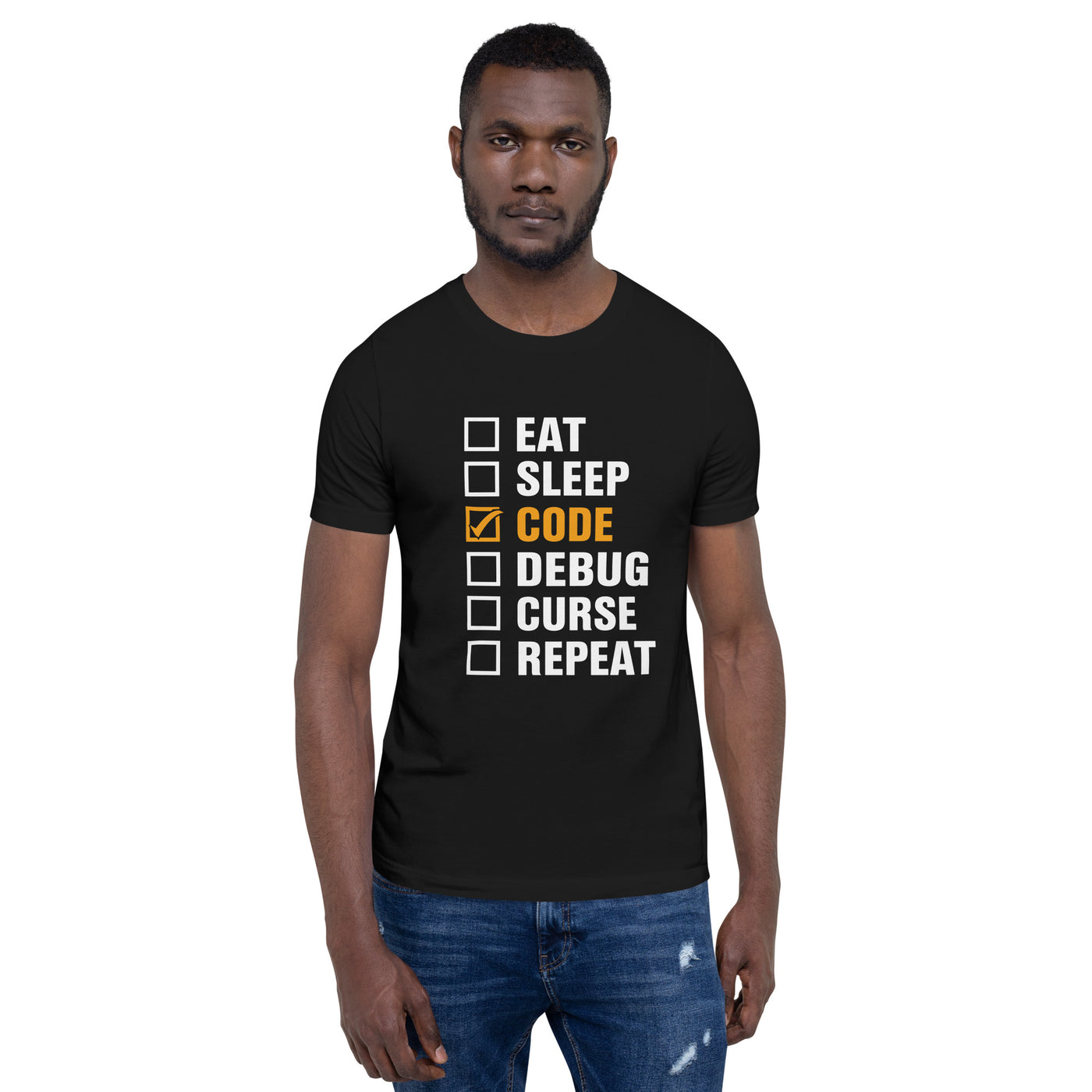 Eat, Sleep, Code √, Debug, Curse, Repeat - Unisex t-shirt