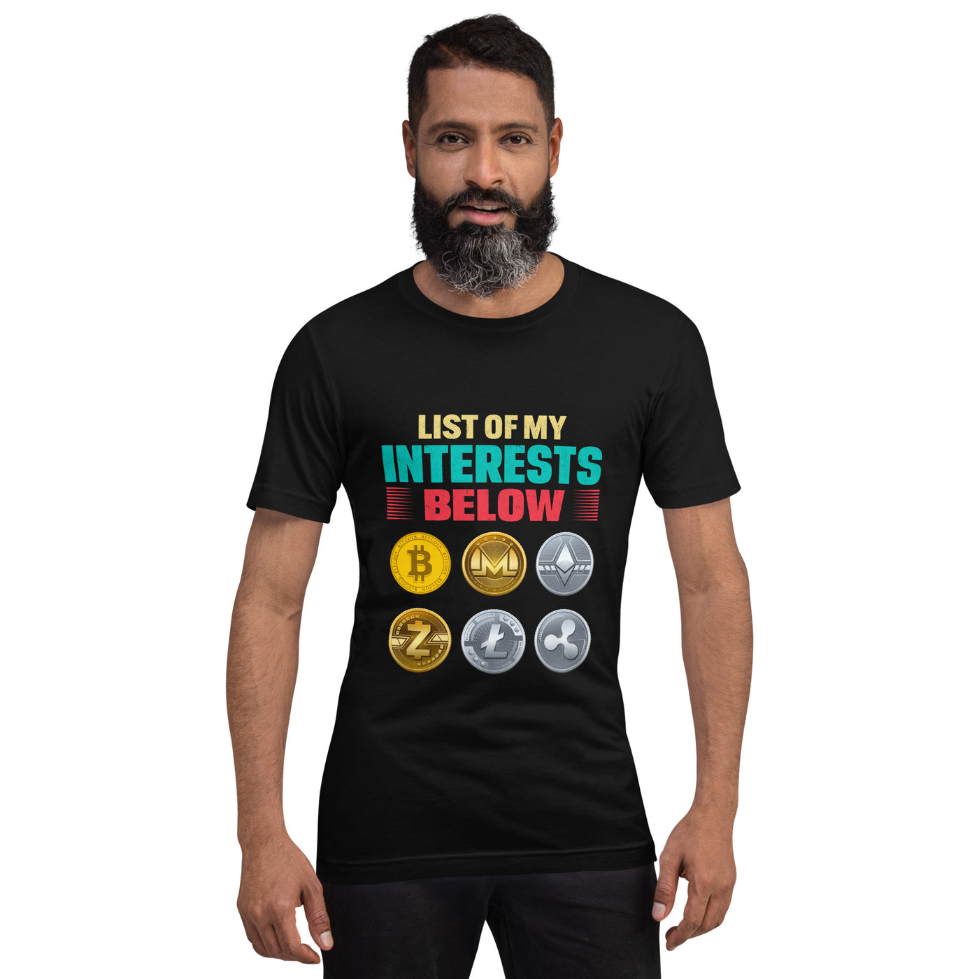 List of my Interests below - Unisex t-shirt