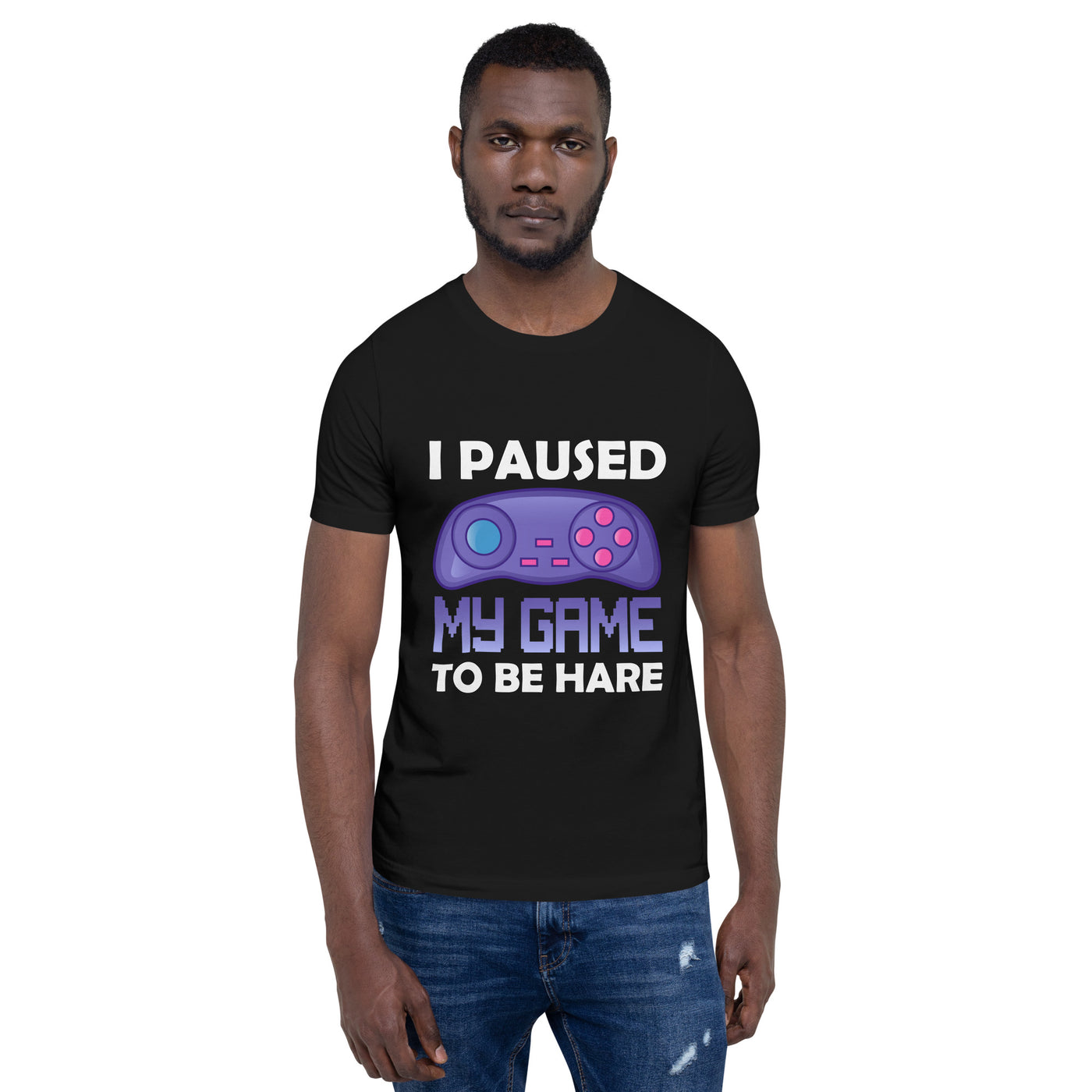 I Paused my Game to Be here (purple text ) - Unisex t-shirt