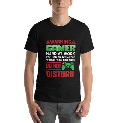 Warning! Gamer Hard at Work, DND - Unisex t-shirt