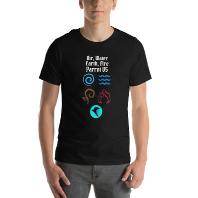 Air, Water, Earth, Fire, Parrot OS - Unisex t-shirt