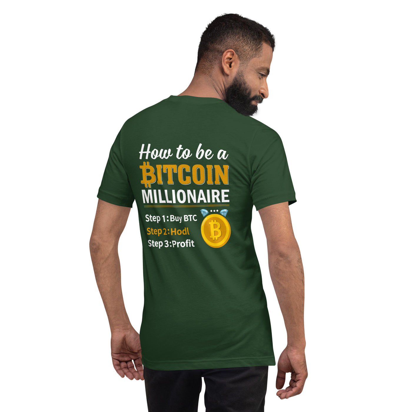 How to be a Bitcoin Millionaire Unisex t-shirt ( Back Print )