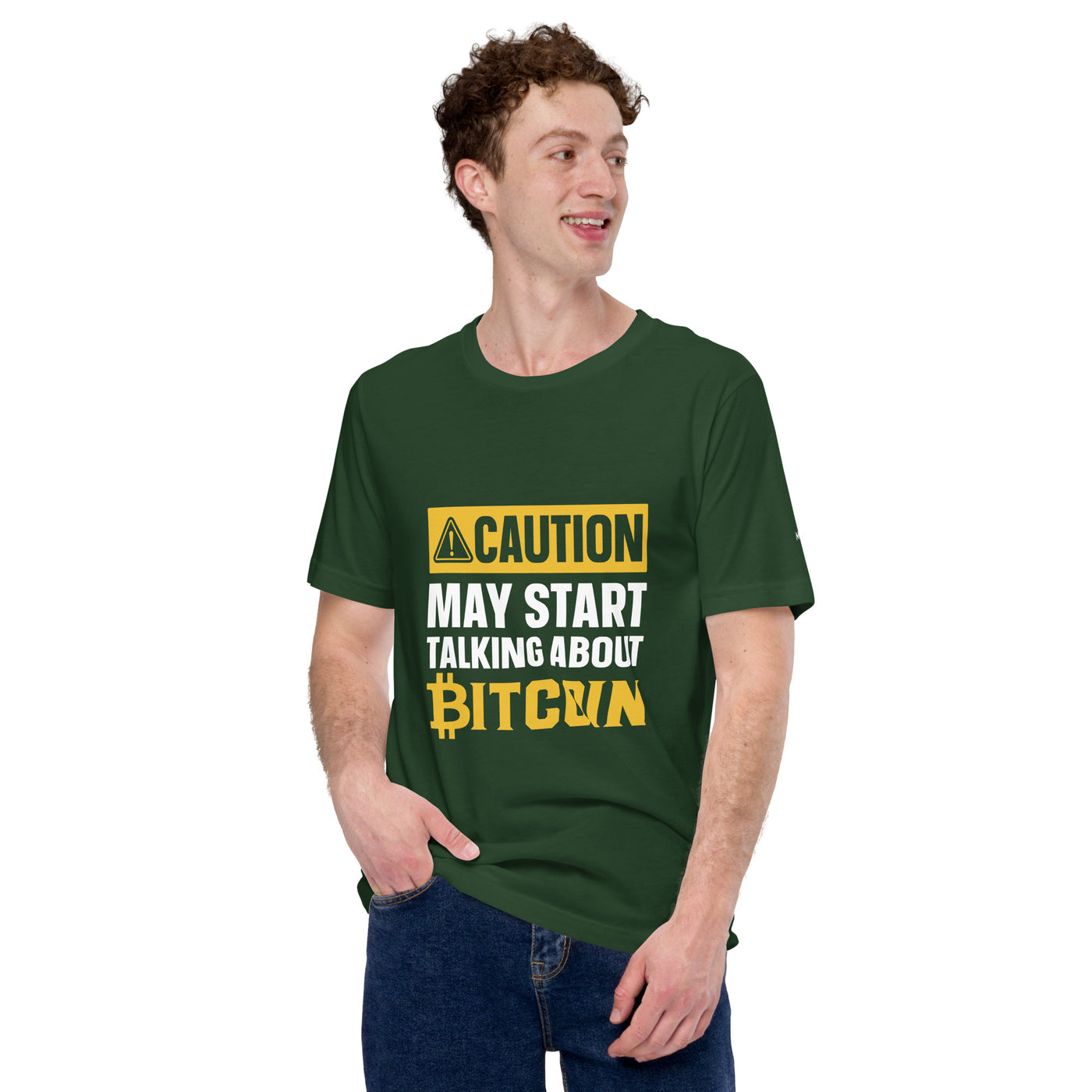 Caution! May start talking about Bitcoin Unisex t-shirt