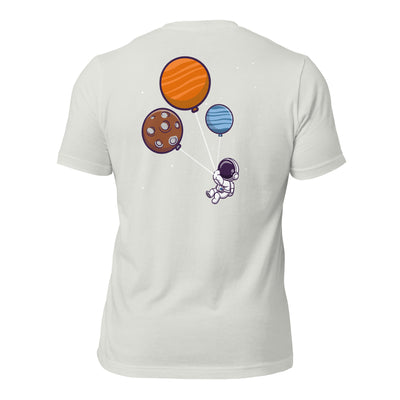 Astronaut with Balloons in Space - Unisex t-shirt ( Back Print )