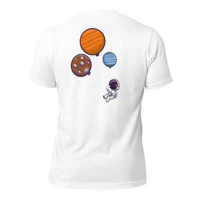 Astronaut with Balloons in Space - Unisex t-shirt ( Back Print )