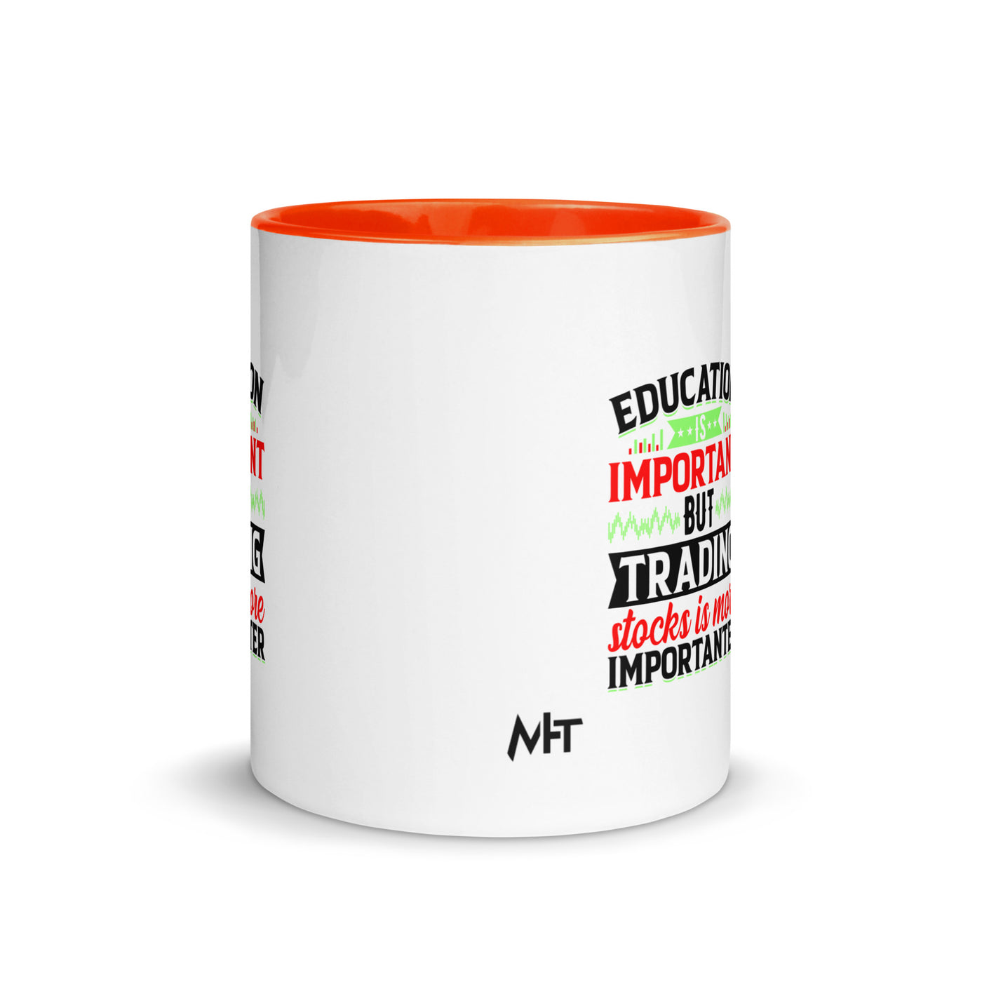 Education is important but trading stocks is more importanter in Dark Text - Mug with Color Inside