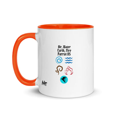Air, Water, Earth, Fire, Parrot OS - Mug with Color Inside