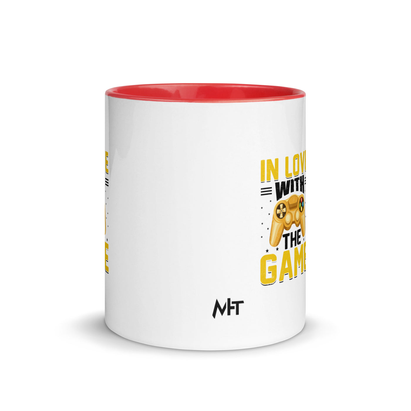 In Love With The Game in Dark Text - Mug with Color Inside