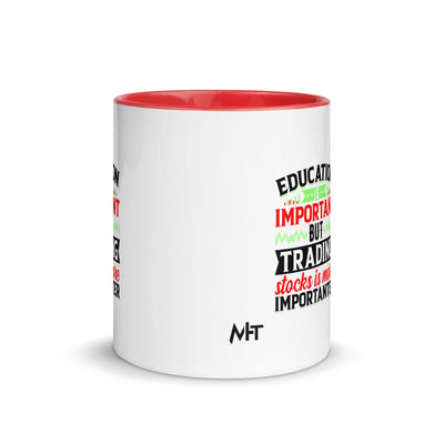 Education is important but trading stocks is more importanter in Dark Text - Mug with Color Inside