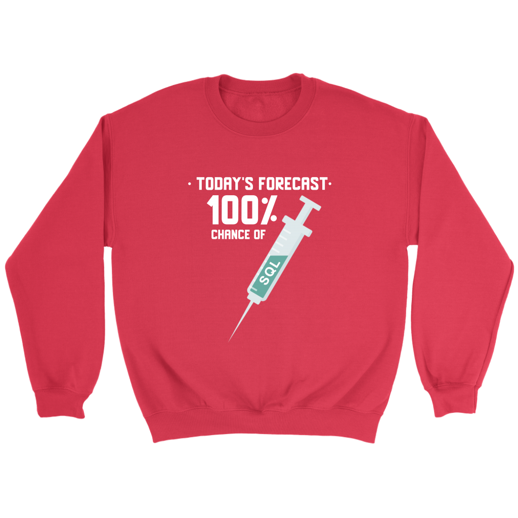 Today''s forecast 100% chance of SQL injection - Crewneck Sweatshirt