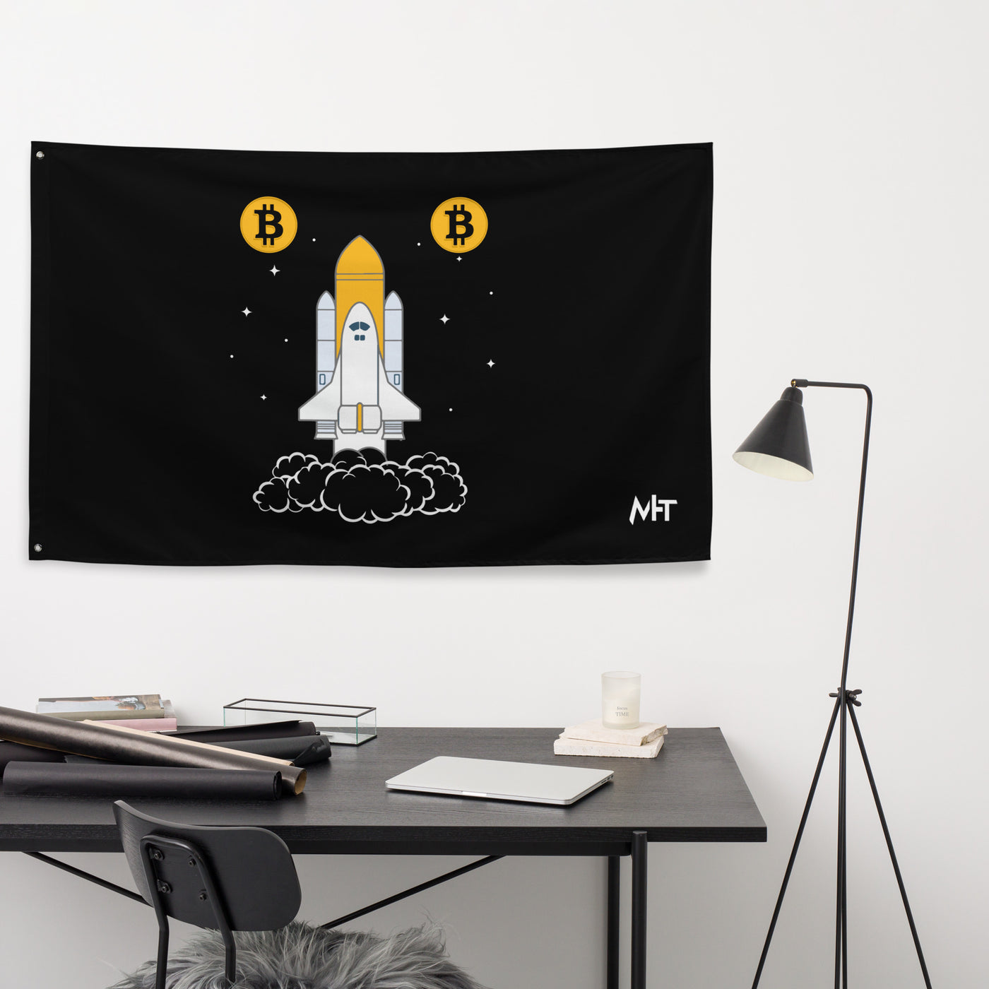 Bitcoin Spaceship Flag