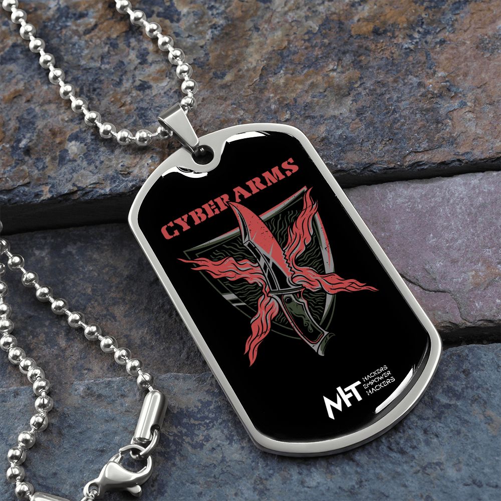 CyberArms (red) - Graphical Dog Tag and Ball Chain