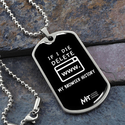 My Browser History -  Graphical Dog Tag and Ball Chain