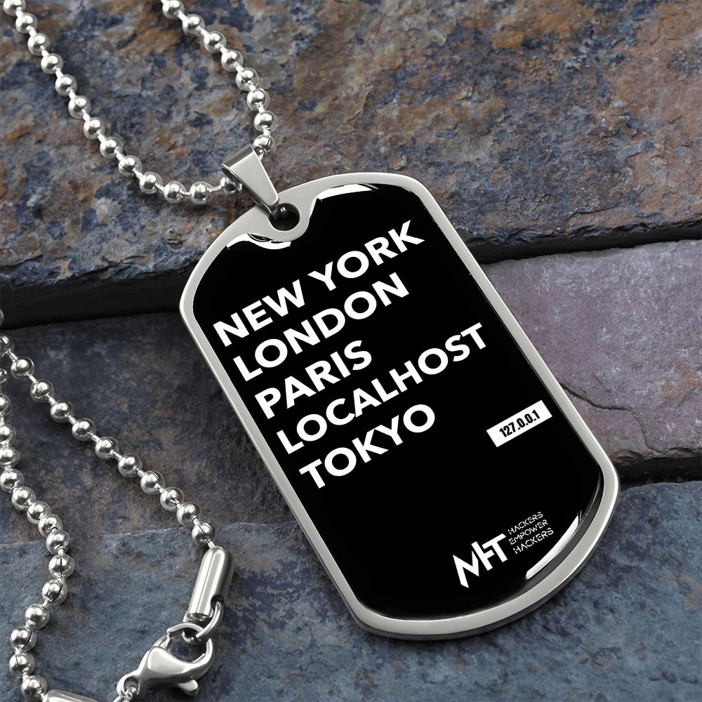 New York London Paris Local Host - Graphical Dog Tag and Ball Chain