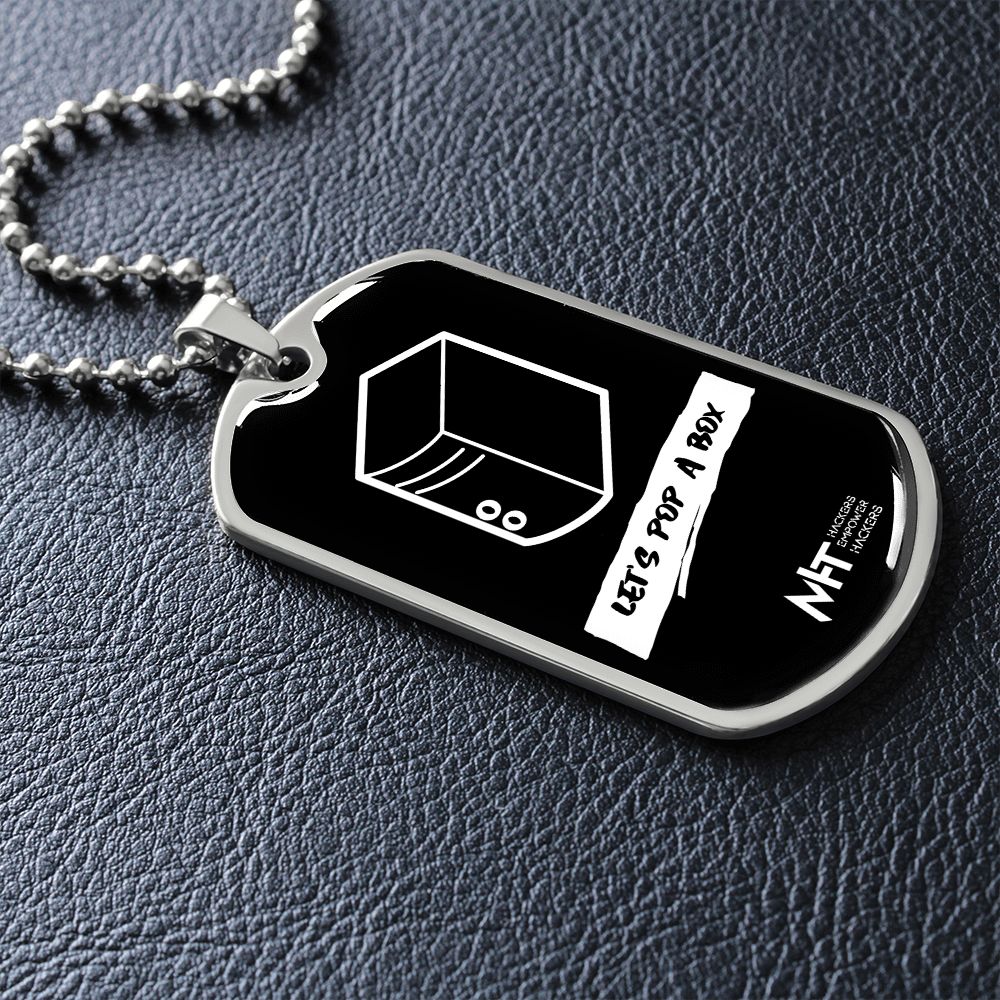 Lets pop a box -  Graphical Dog Tag and Ball Chain