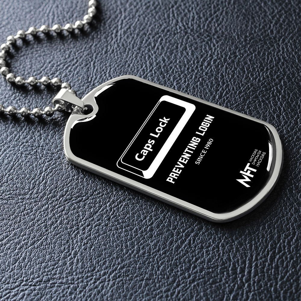 Caps Lock  Graphical Dog Tag and Ball Chain