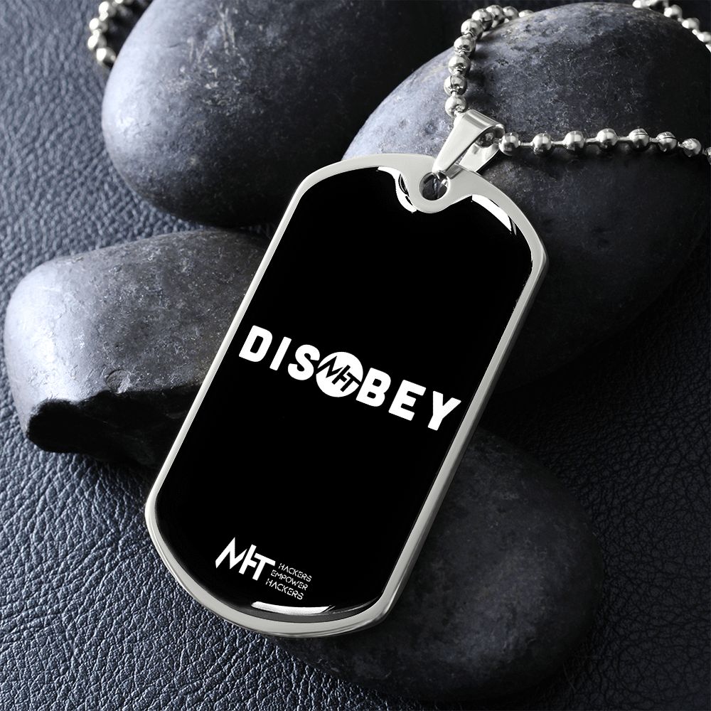 Disobey - Graphical Dog Tag and Ball Chain