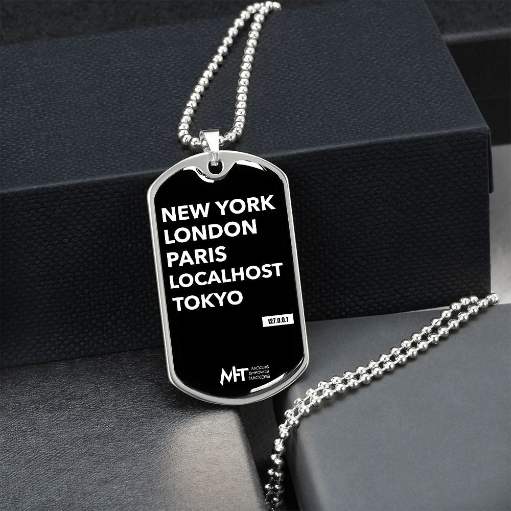 New York London Paris Local Host - Graphical Dog Tag and Ball Chain