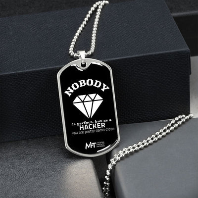 Nobody is perfect -  Graphical Dog Tag and Ball Chain