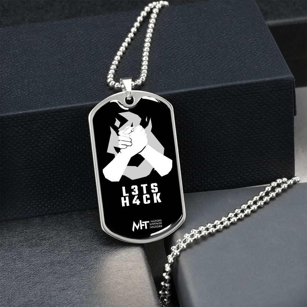 L3ts H4ck - Graphical Dog Tag and Ball Chain