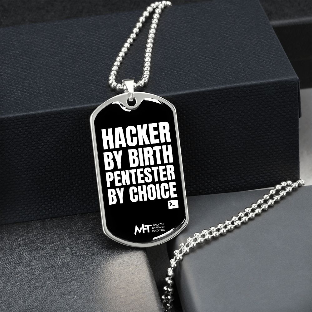 Hacker by Birth - Graphical Dog Tag and Ball Chain
