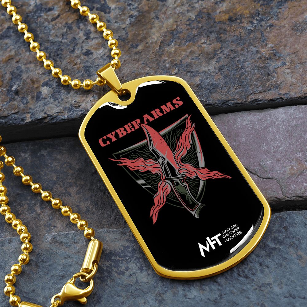 CyberArms (red) - Graphical Dog Tag and Ball Chain