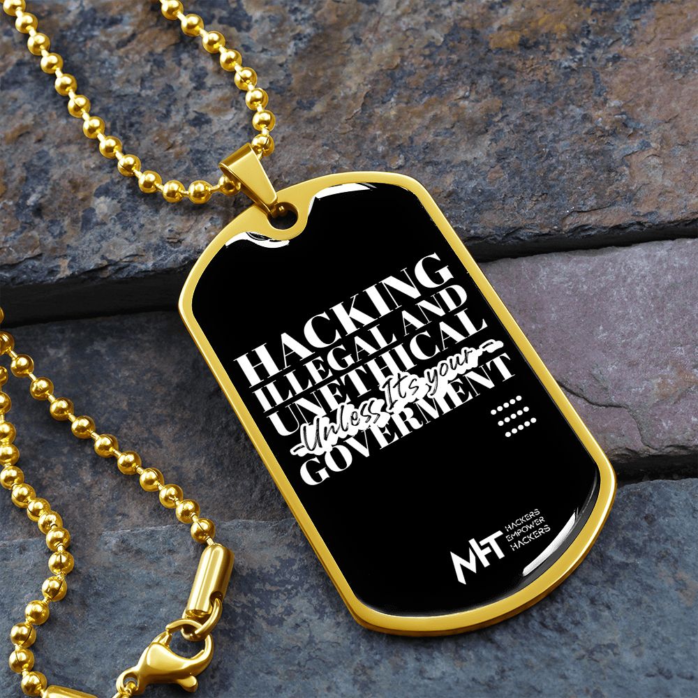 Hacking is illegal - Graphical Dog Tag and Ball Chain