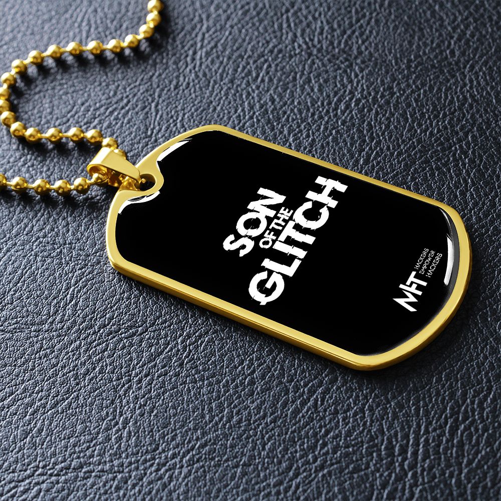 Son of the glitch - Graphical Dog Tag and Ball Chain