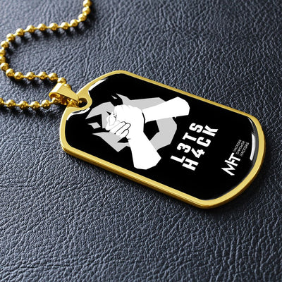 L3ts H4ck - Graphical Dog Tag and Ball Chain