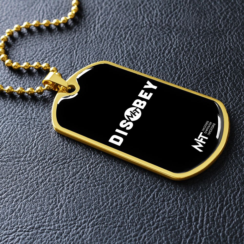 Disobey - Graphical Dog Tag and Ball Chain